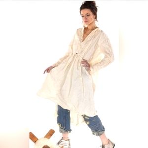 Magnolia pearl cotton cream high low midi dress Cordelia Night Shirt One Size